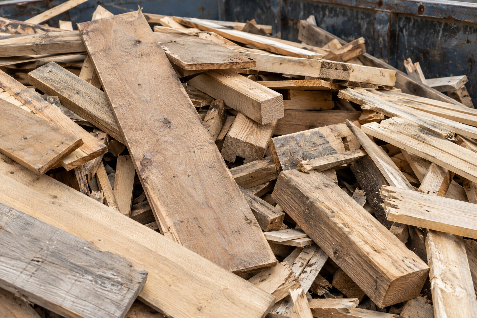 Illustration de déchets de bois dans une benne